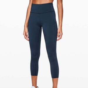 Lululemon Fast and Free High-Rise Crop II 23" Non-Reflective True Navy Sz 4